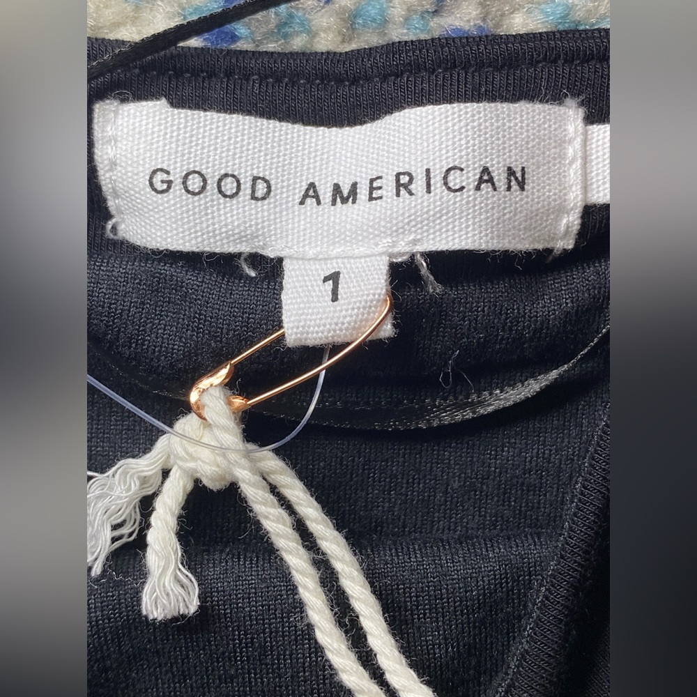 NWT Good American 90's Tank Dress, Black Knit Bodycon Straps | Sz S - Picture 4 of 5
